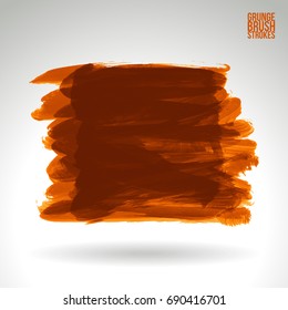 Orange brush stroke and texture. Grunge vector abstract hand - painted element. Underline and border design.