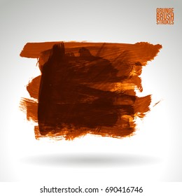 Orange brush stroke and texture. Grunge vector abstract hand - painted element. Underline and border design.