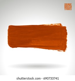 Orange brush stroke and texture. Grunge vector abstract hand - painted element. Underline and border design.