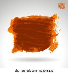 Orange brush stroke and texture. Grunge vector abstract hand - painted element. Underline and border design.
