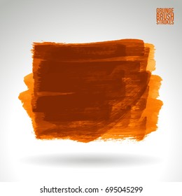Orange brush stroke and texture. Grunge vector abstract hand - painted element. Underline and border design.