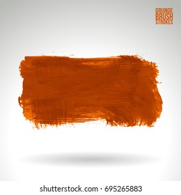 Orange brush stroke and texture. Grunge vector abstract hand - painted element. Underline and border design.