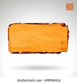 Orange brush stroke and texture. Grunge vector abstract hand - painted element. Underline and border design.