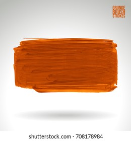 Orange brush stroke and texture. Grunge vector abstract hand - painted element. Underline and border design.