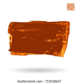 Orange brush stroke and texture. Grunge vector abstract hand - painted element. Underline and border design.