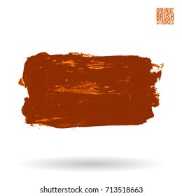 Orange brush stroke and texture. Grunge vector abstract hand - painted element. Underline and border design.