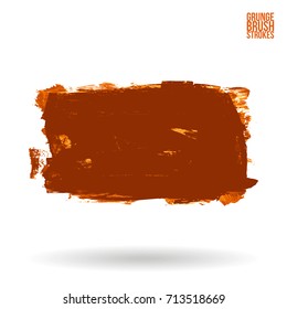 Orange brush stroke and texture. Grunge vector abstract hand - painted element. Underline and border design.