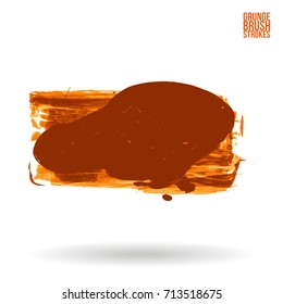 Orange brush stroke and texture. Grunge vector abstract hand - painted element. Underline and border design.