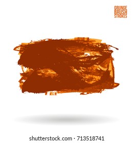 Orange brush stroke and texture. Grunge vector abstract hand - painted element. Underline and border design.