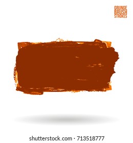 Orange brush stroke and texture. Grunge vector abstract hand - painted element. Underline and border design.