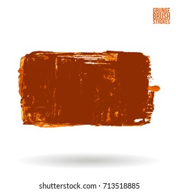 Orange brush stroke and texture. Grunge vector abstract hand - painted element. Underline and border design.