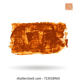 Orange brush stroke and texture. Grunge vector abstract hand - painted element. Underline and border design.