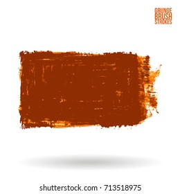 Orange brush stroke and texture. Grunge vector abstract hand - painted element. Underline and border design.