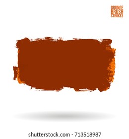 Orange brush stroke and texture. Grunge vector abstract hand - painted element. Underline and border design.