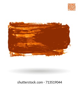 Orange brush stroke and texture. Grunge vector abstract hand - painted element. Underline and border design.