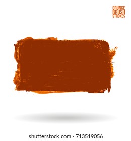 Orange brush stroke and texture. Grunge vector abstract hand - painted element. Underline and border design.