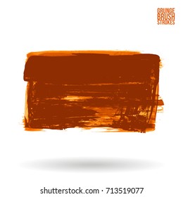 Orange brush stroke and texture. Grunge vector abstract hand - painted element. Underline and border design.
