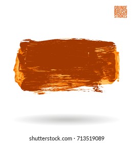Orange brush stroke and texture. Grunge vector abstract hand - painted element. Underline and border design.