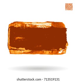 Orange brush stroke and texture. Grunge vector abstract hand - painted element. Underline and border design.