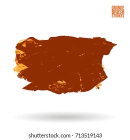 Orange brush stroke and texture. Grunge vector abstract hand - painted element. Underline and border design.