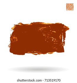 Orange brush stroke and texture. Grunge vector abstract hand - painted element. Underline and border design.