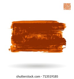 Orange brush stroke and texture. Grunge vector abstract hand - painted element. Underline and border design.