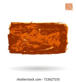 Orange brush stroke and texture. Grunge vector abstract hand - painted element. Underline and border design.