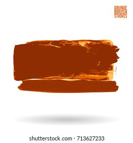 Orange brush stroke and texture. Grunge vector abstract hand - painted element. Underline and border design.