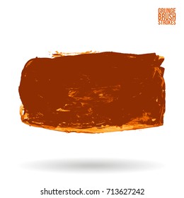 Orange brush stroke and texture. Grunge vector abstract hand - painted element. Underline and border design.