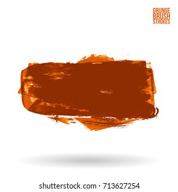 Orange brush stroke and texture. Grunge vector abstract hand - painted element. Underline and border design.