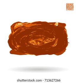 Orange brush stroke and texture. Grunge vector abstract hand - painted element. Underline and border design.