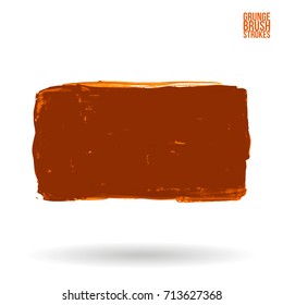 Orange brush stroke and texture. Grunge vector abstract hand - painted element. Underline and border design.