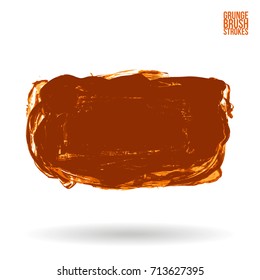 Orange brush stroke and texture. Grunge vector abstract hand - painted element. Underline and border design.