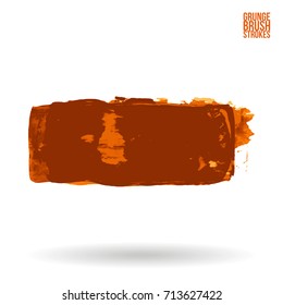 Orange brush stroke and texture. Grunge vector abstract hand - painted element. Underline and border design.