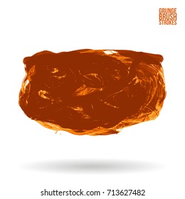 Orange brush stroke and texture. Grunge vector abstract hand - painted element. Underline and border design.