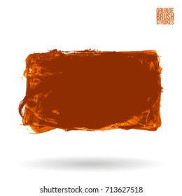 Orange brush stroke and texture. Grunge vector abstract hand - painted element. Underline and border design.