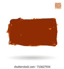 Orange brush stroke and texture. Grunge vector abstract hand - painted element. Underline and border design.