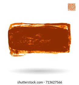 Orange brush stroke and texture. Grunge vector abstract hand - painted element. Underline and border design.