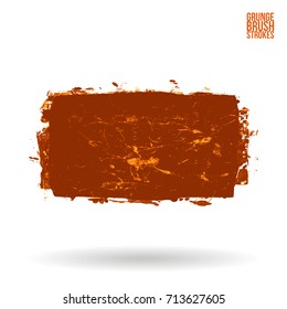 Orange brush stroke and texture. Grunge vector abstract hand - painted element. Underline and border design.
