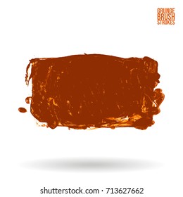 Orange brush stroke and texture. Grunge vector abstract hand - painted element. Underline and border design.
