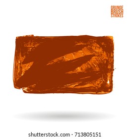 Orange brush stroke and texture. Grunge vector abstract hand - painted element. Underline and border design.