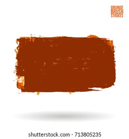 Orange brush stroke and texture. Grunge vector abstract hand - painted element. Underline and border design.
