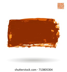 Orange brush stroke and texture. Grunge vector abstract hand - painted element. Underline and border design.