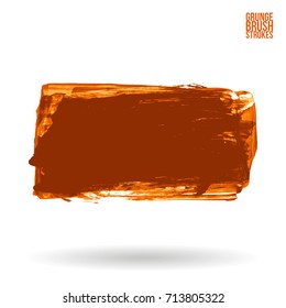 Orange brush stroke and texture. Grunge vector abstract hand - painted element. Underline and border design.