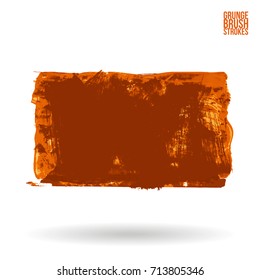 Orange brush stroke and texture. Grunge vector abstract hand - painted element. Underline and border design.