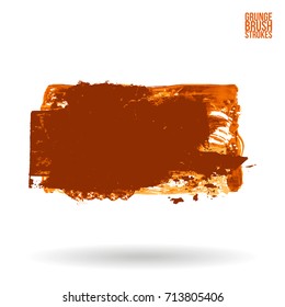 Orange brush stroke and texture. Grunge vector abstract hand - painted element. Underline and border design.