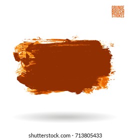 Orange brush stroke and texture. Grunge vector abstract hand - painted element. Underline and border design.