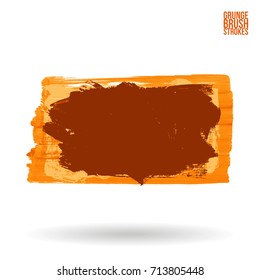 Orange brush stroke and texture. Grunge vector abstract hand - painted element. Underline and border design.