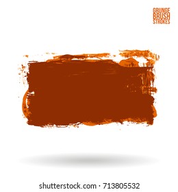 Orange brush stroke and texture. Grunge vector abstract hand - painted element. Underline and border design.