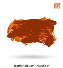 Orange brush stroke and texture. Grunge vector abstract hand - painted element. Underline and border design.